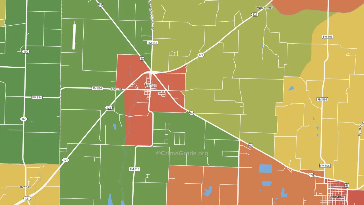 Trenton, TX Map of Drug-Related Crime Rates
