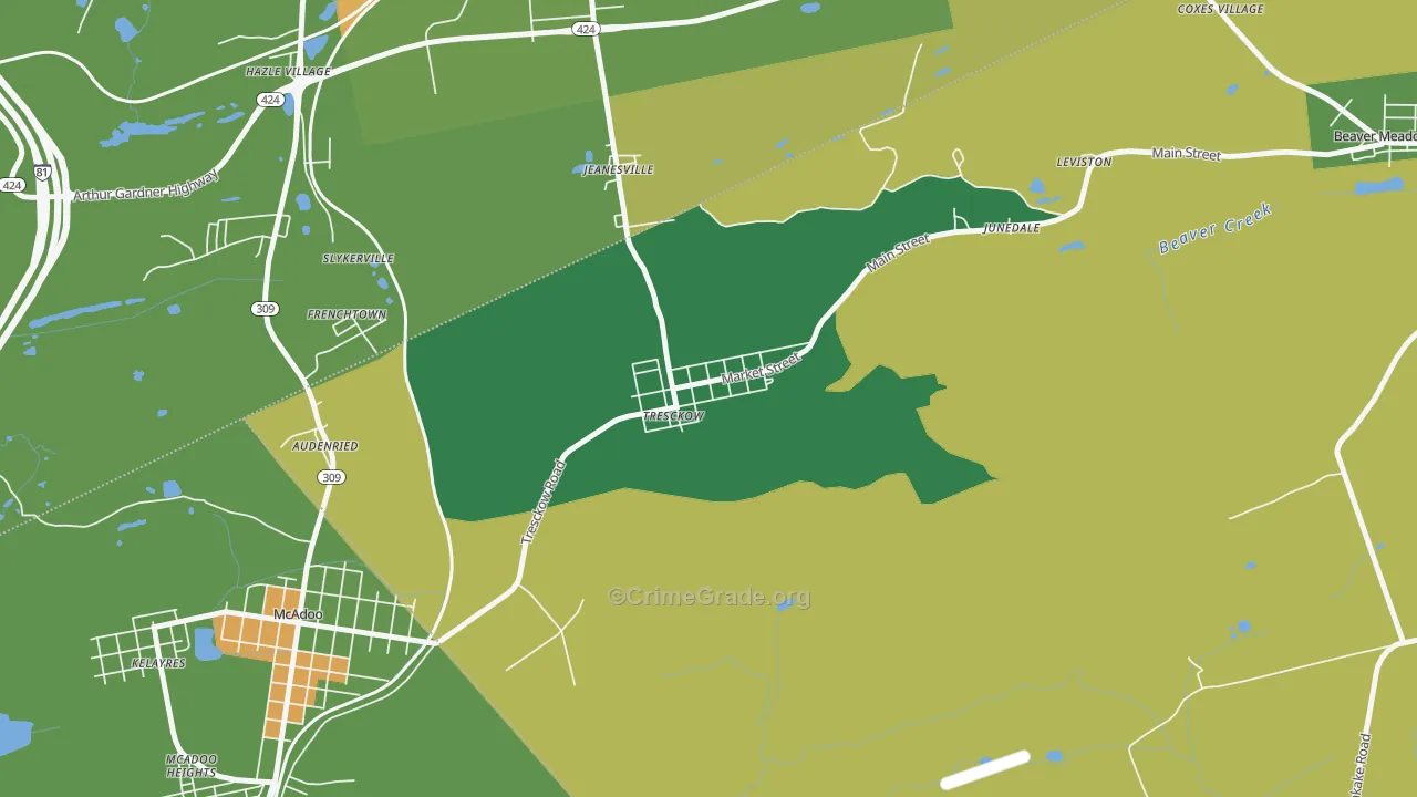 Tresckow, PA Map of Drug-Related Crime Rates