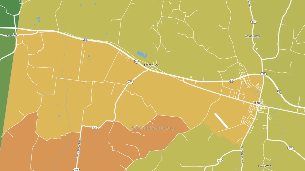 Tress Shop, KY Map of Drug-Related Crime Rates