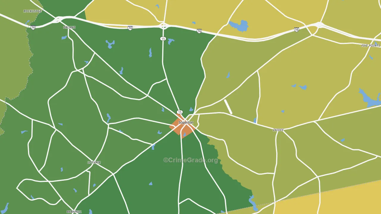Treutlen County, GA Map of Drug-Related Crime Rates