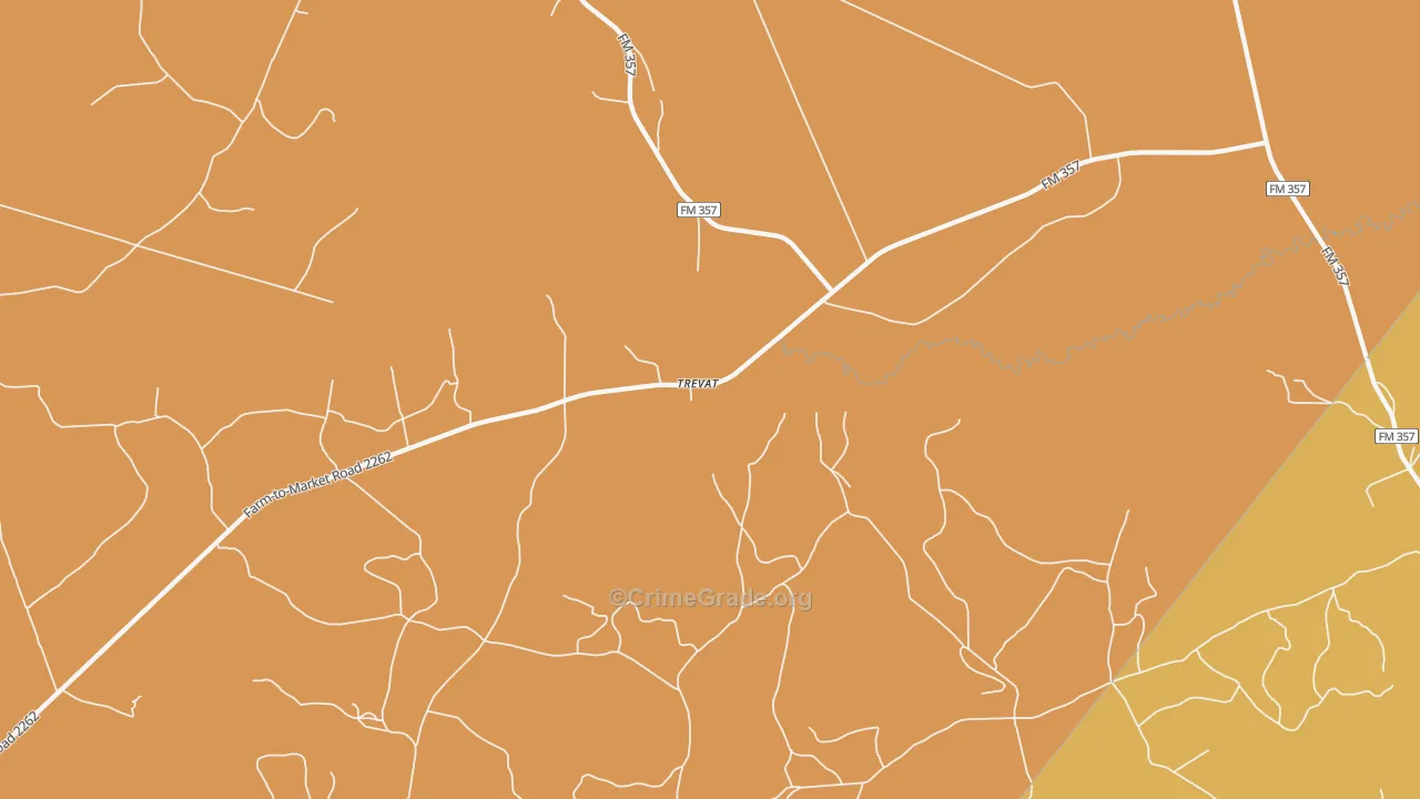 Trevat, TX Map of Drug-Related Crime Rates