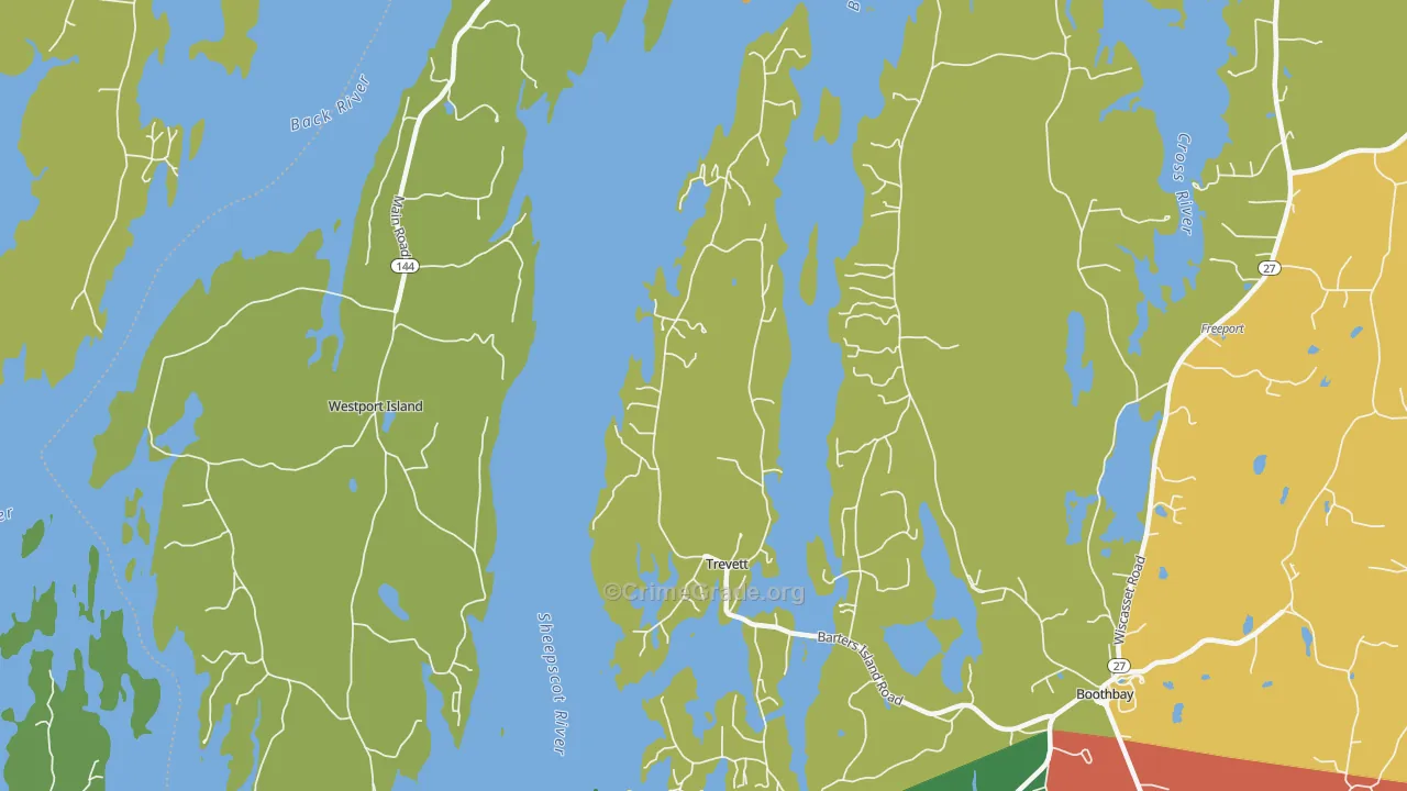 Trevett, ME Map of Drug-Related Crime Rates