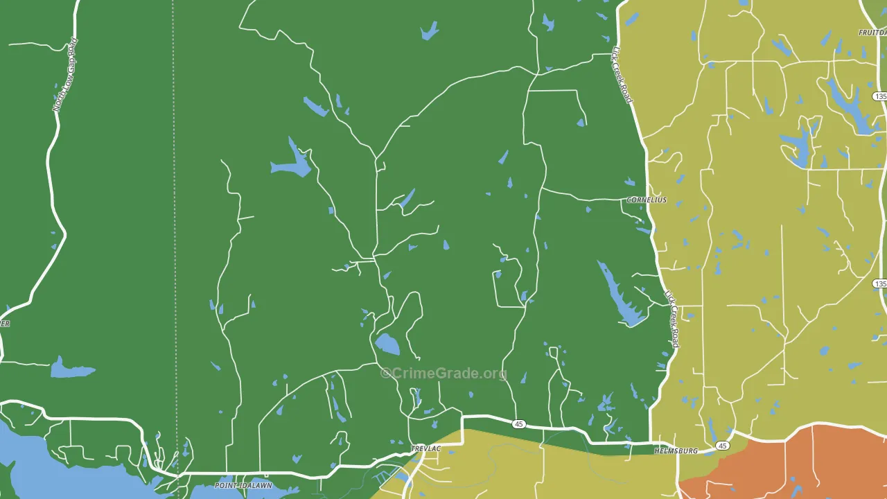 Trevlac, IN Map of Drug-Related Crime Rates