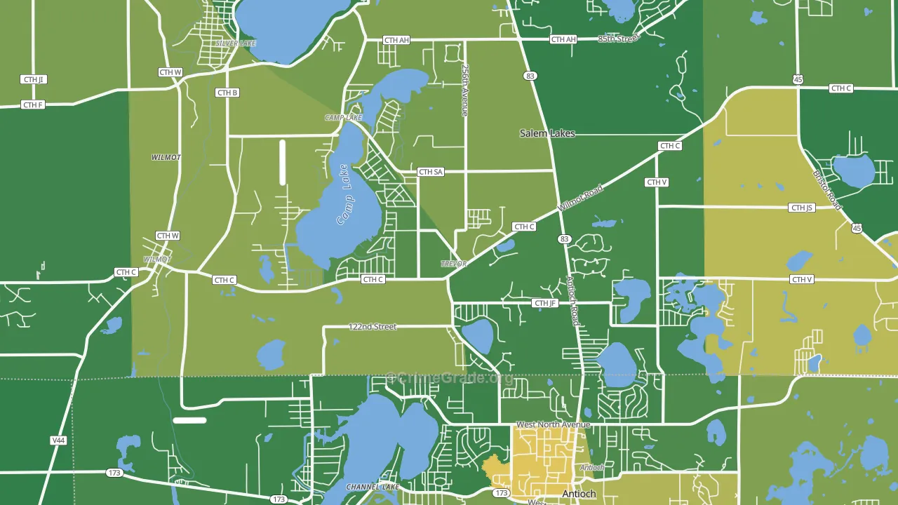 Trevor, WI Map of Drug-Related Crime Rates