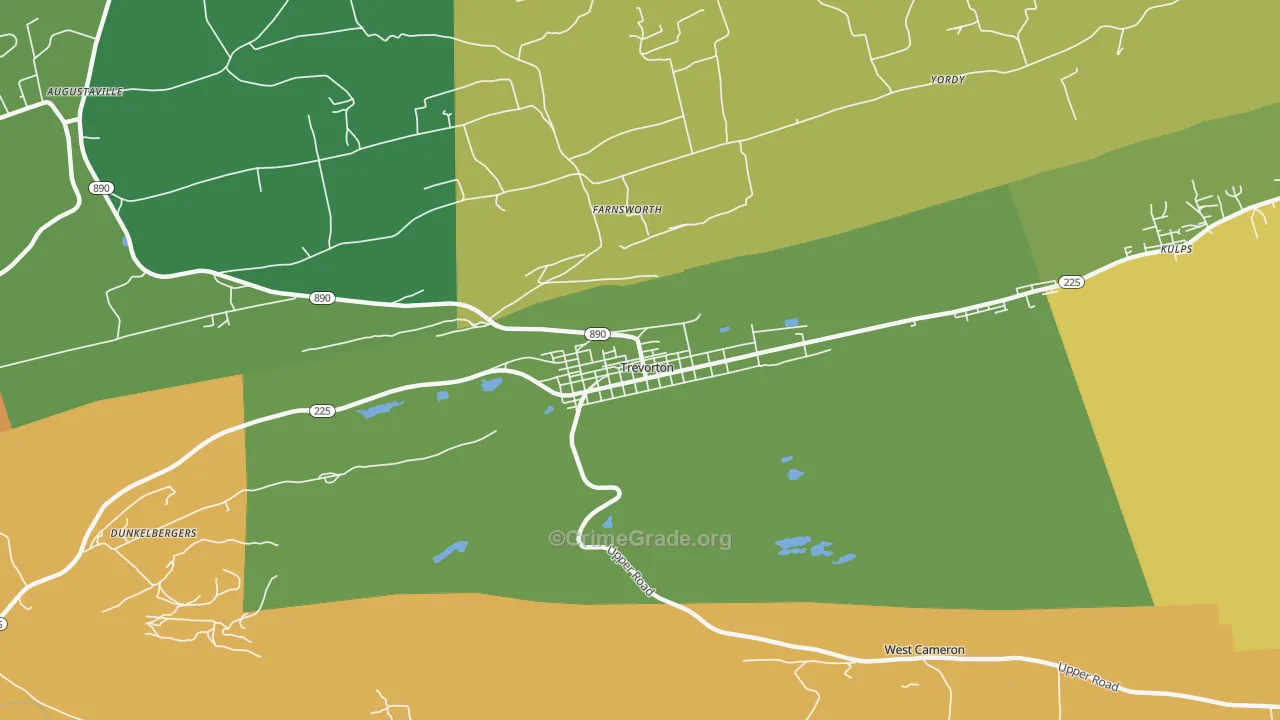 Trevorton, PA Map of Drug-Related Crime Rates