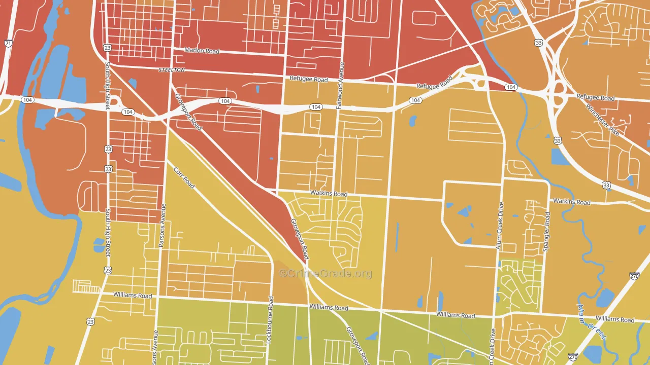 Tri-South, Columbus, OH Map of Drug-Related Crime Rates