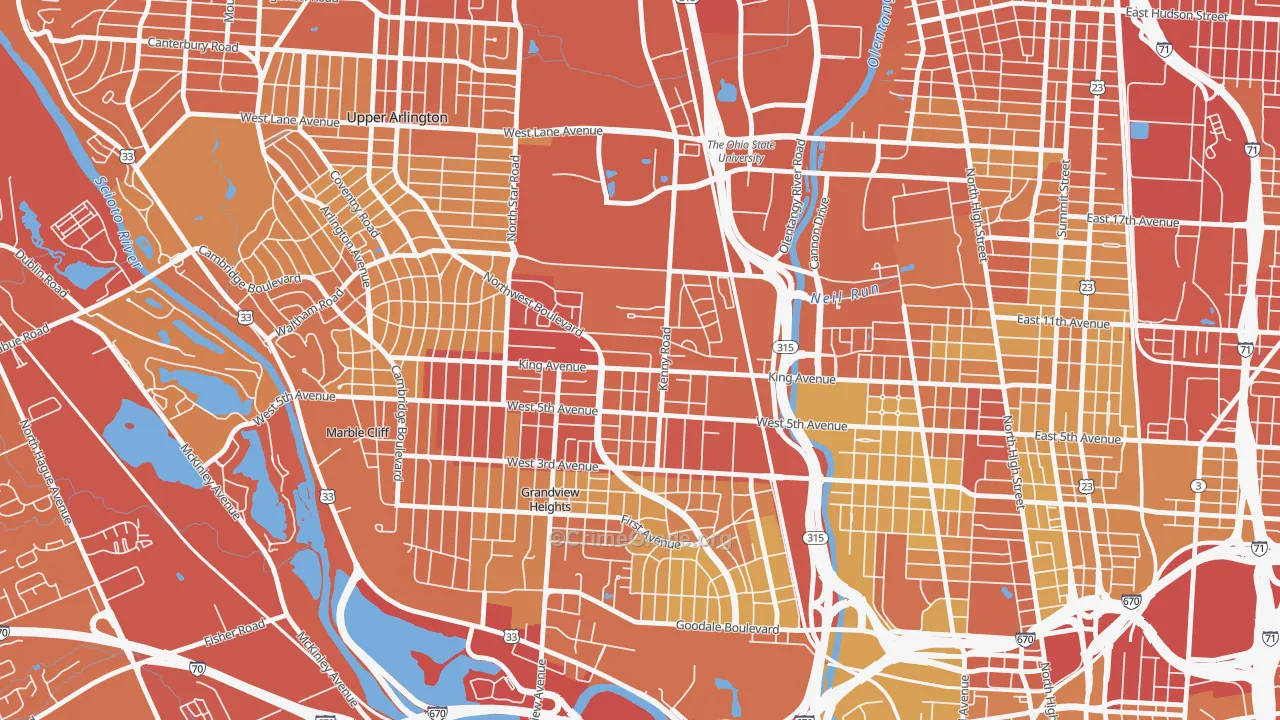 Tri-Village, Columbus, OH Map of Drug-Related Crime Rates