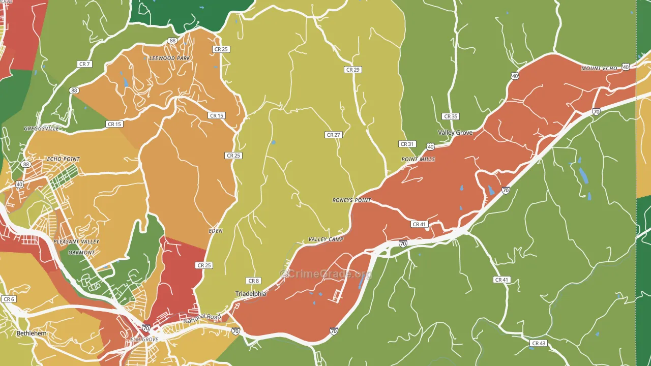 Triadelphia, WV Map of Drug-Related Crime Rates