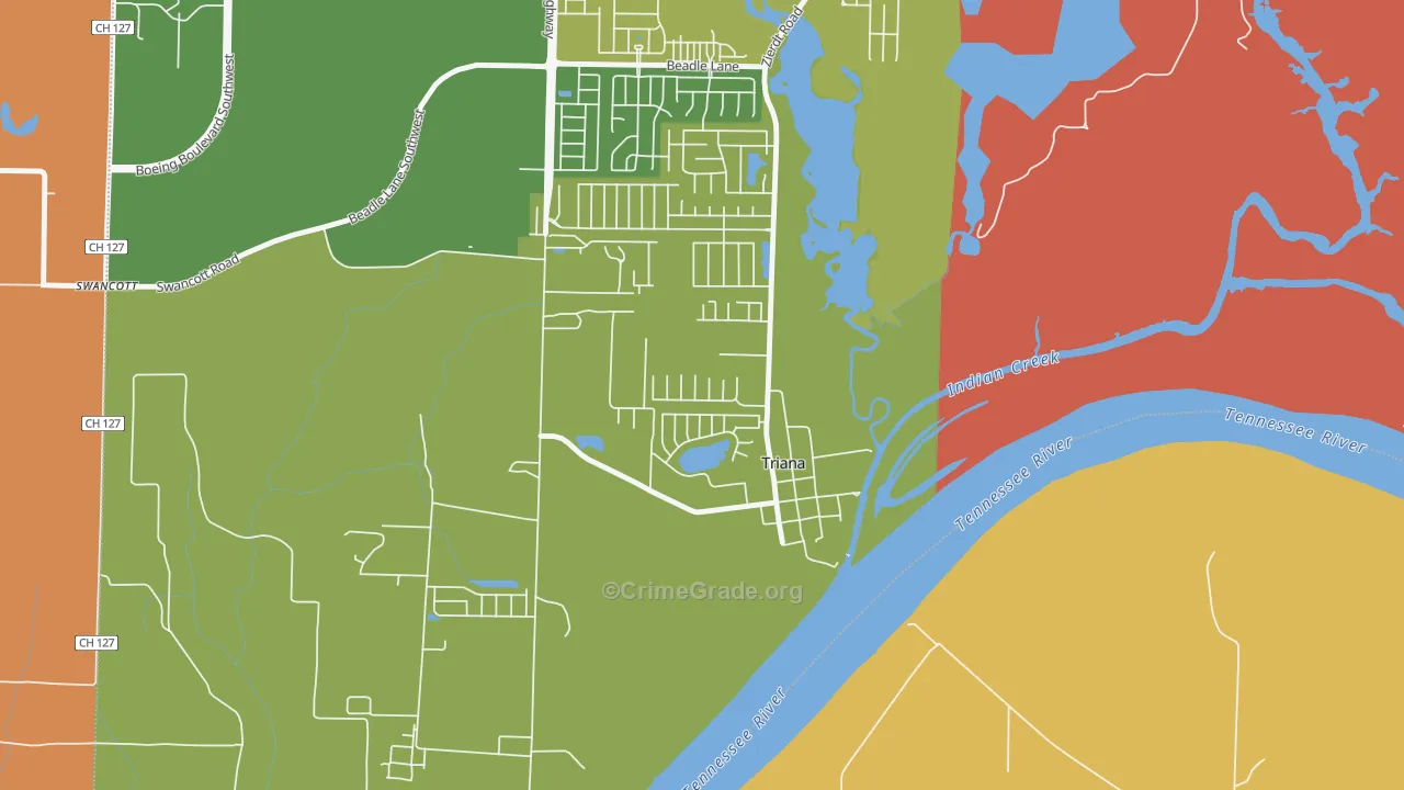 Triana, AL Map of Drug-Related Crime Rates