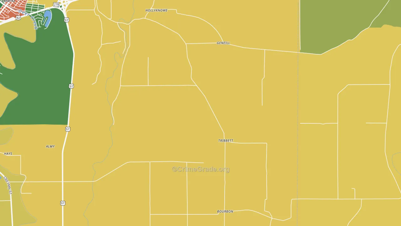 Tribbett, MS Map of Drug-Related Crime Rates