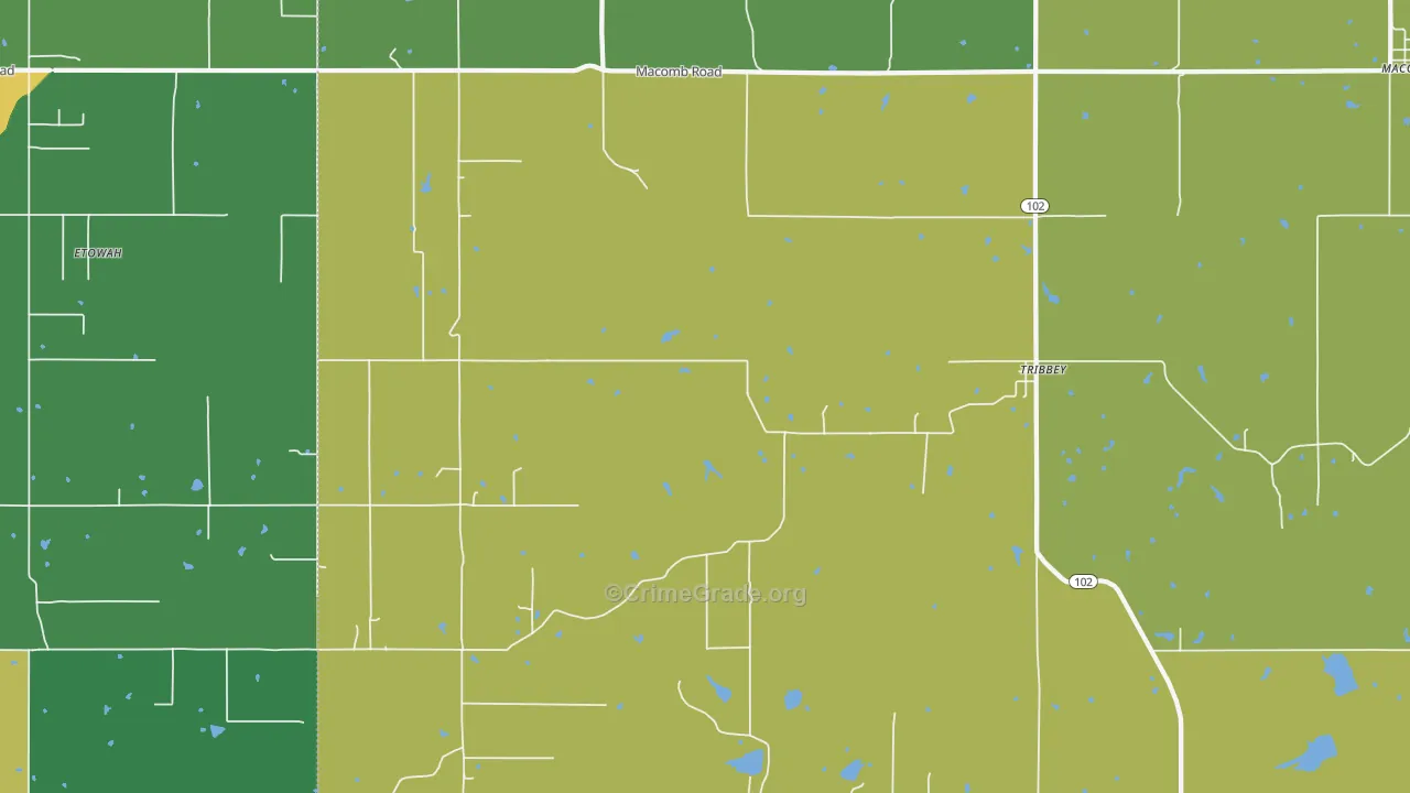 Tribbey, OK Map of Drug-Related Crime Rates