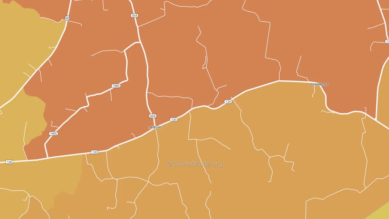 Tribune, KY Map of Drug-Related Crime Rates