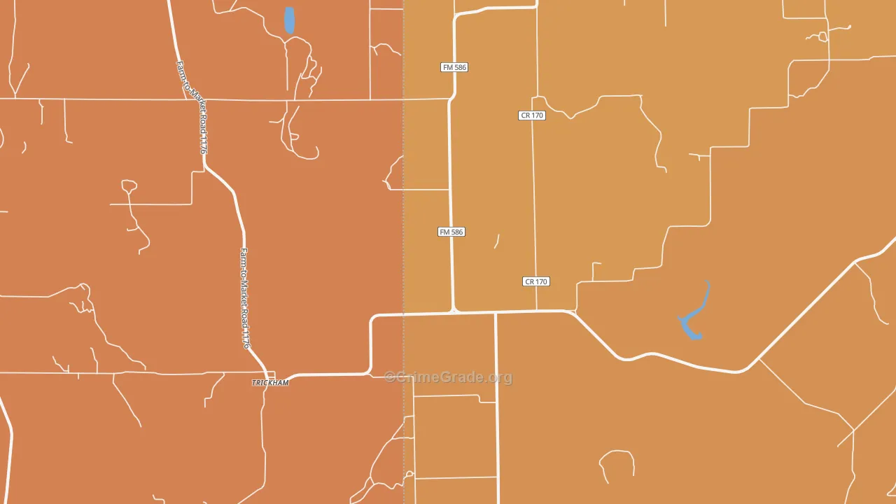Trickham, TX Map of Drug-Related Crime Rates