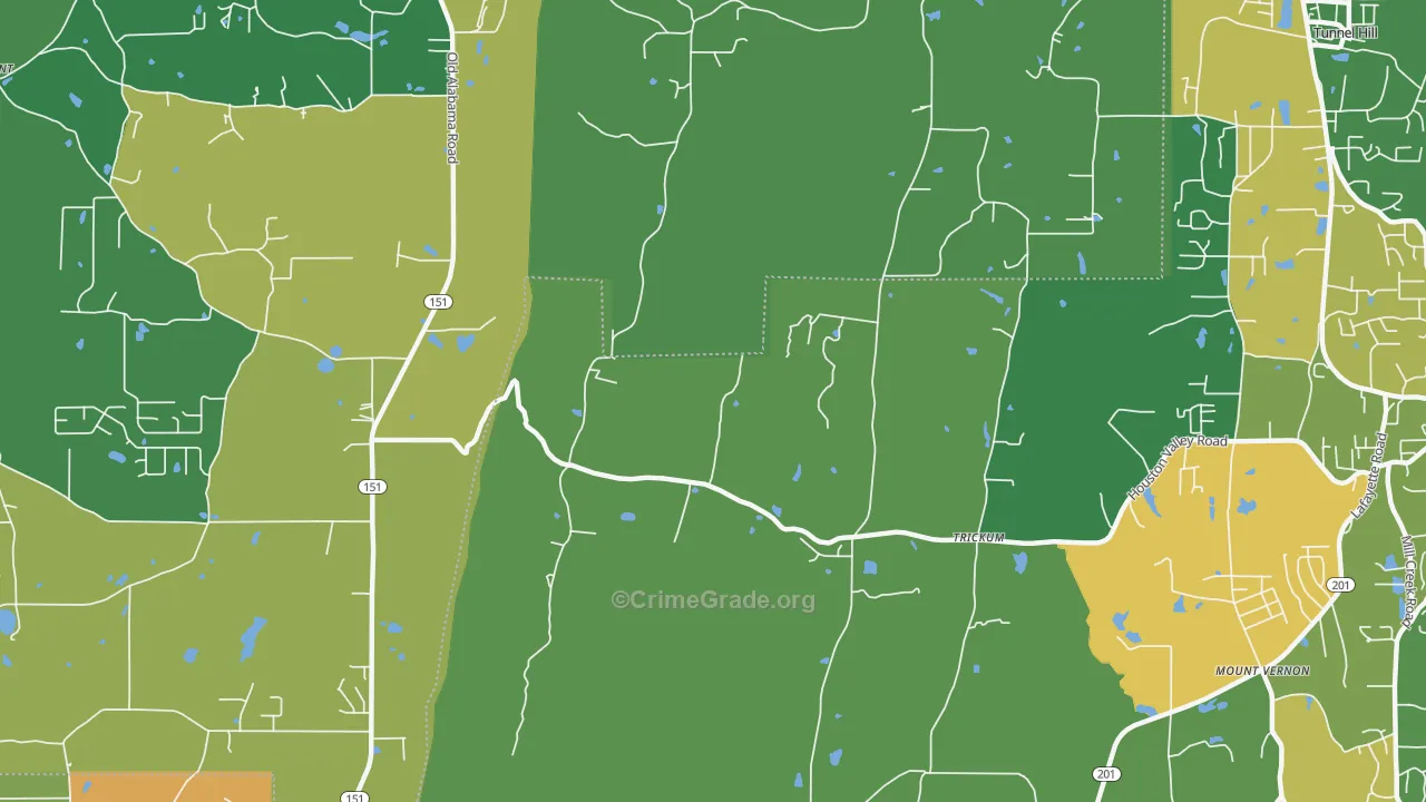 Trickum, GA Map of Drug-Related Crime Rates