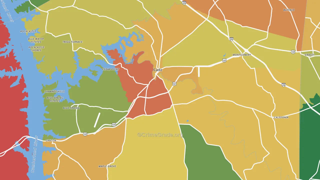 Trigg County, KY Map of Drug-Related Crime Rates