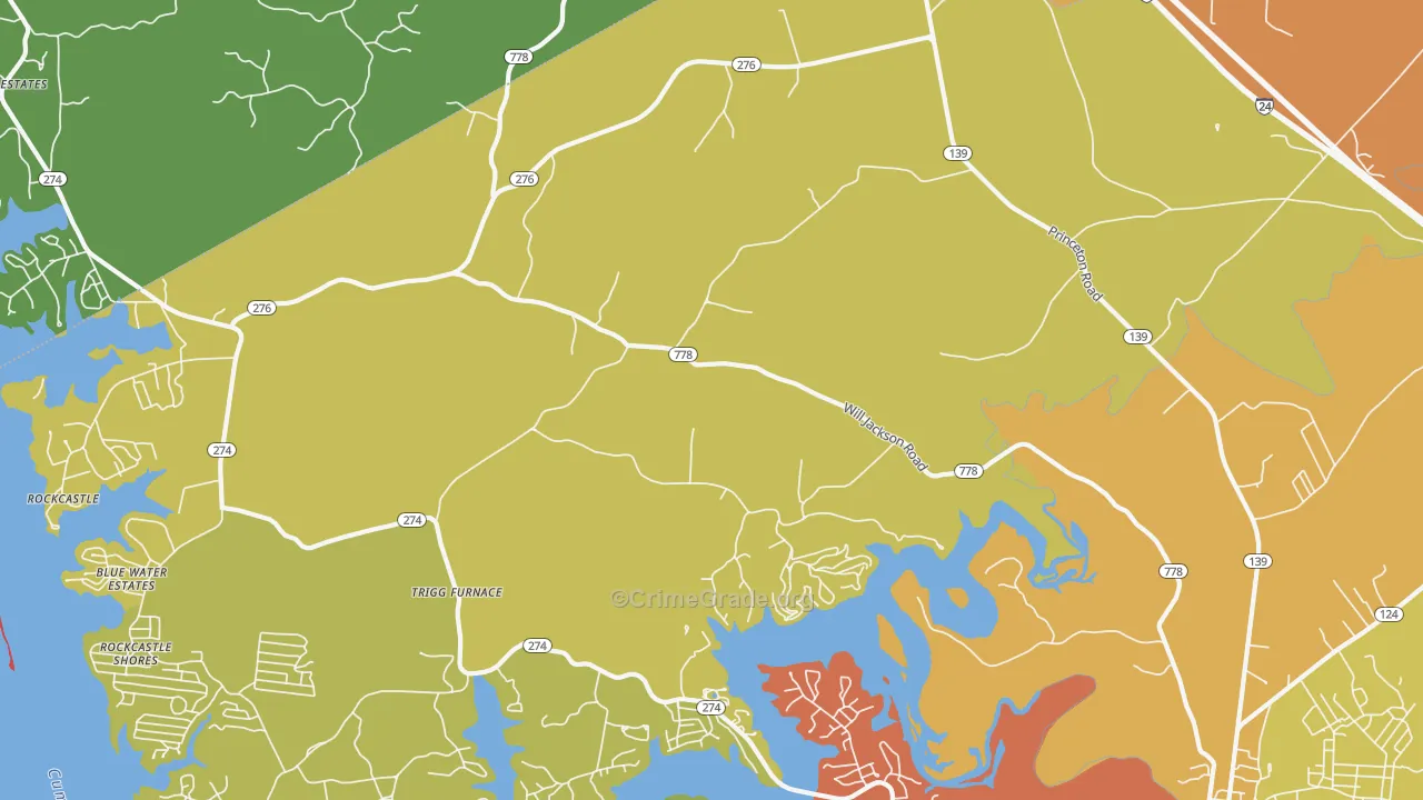 Trigg Furnace, KY Map of Drug-Related Crime Rates