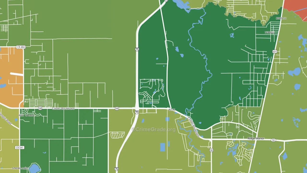 Trilby, FL Map of Drug-Related Crime Rates