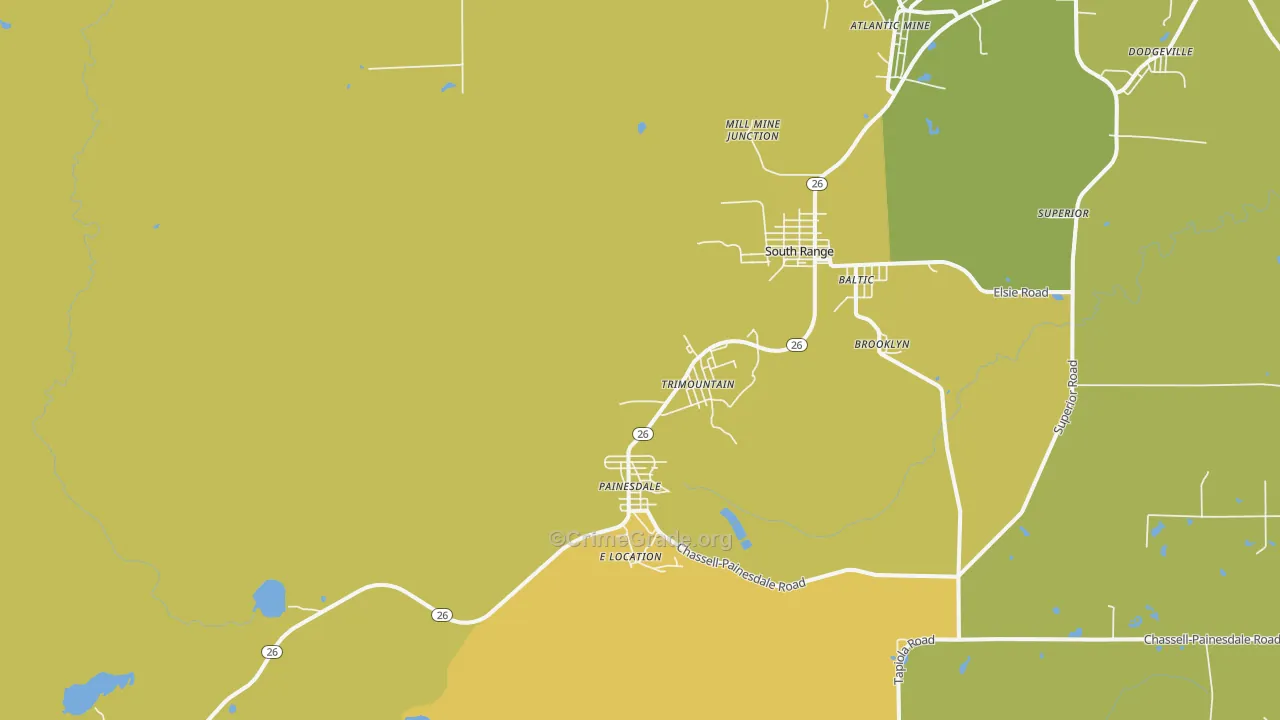Trimountain, MI Map of Drug-Related Crime Rates