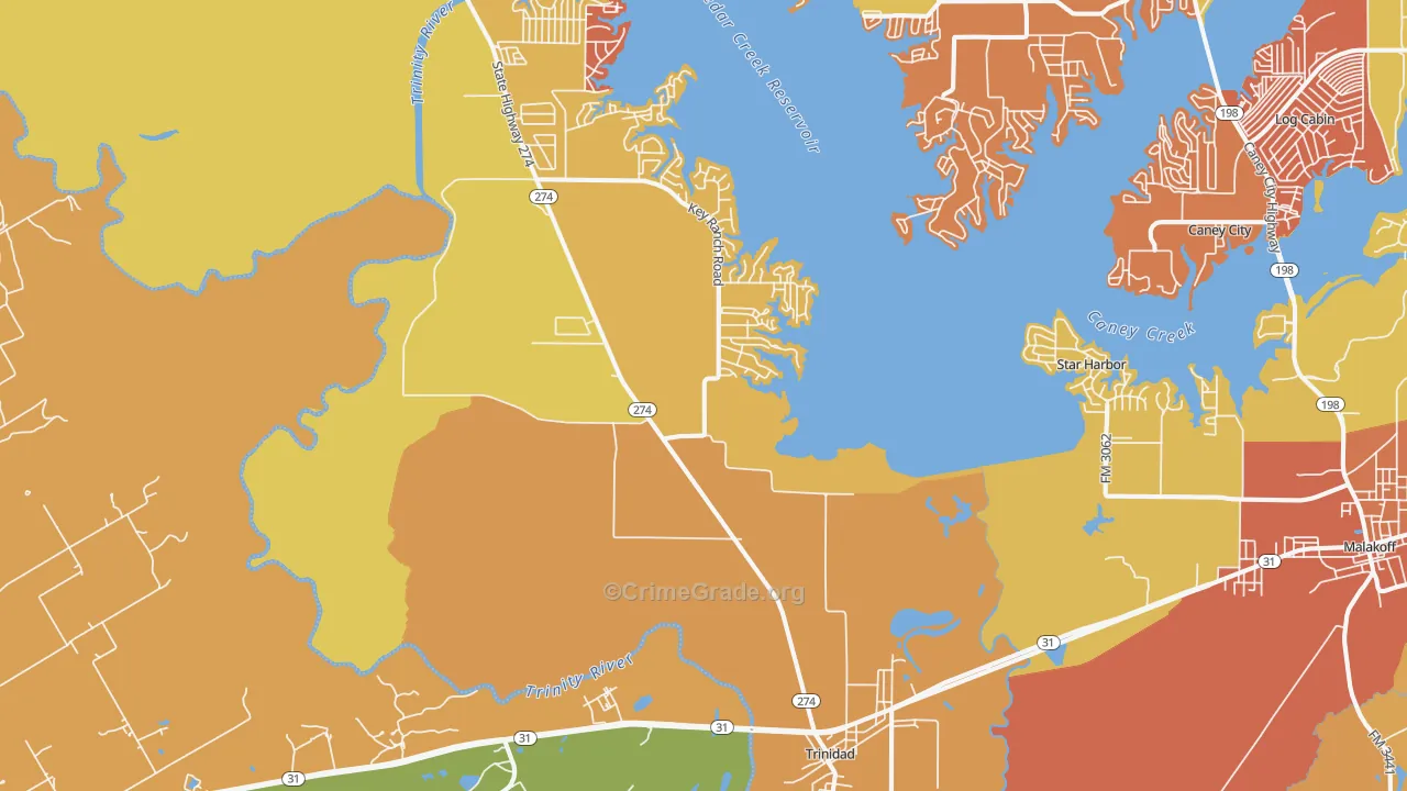 Trinidad, TX Map of Drug-Related Crime Rates