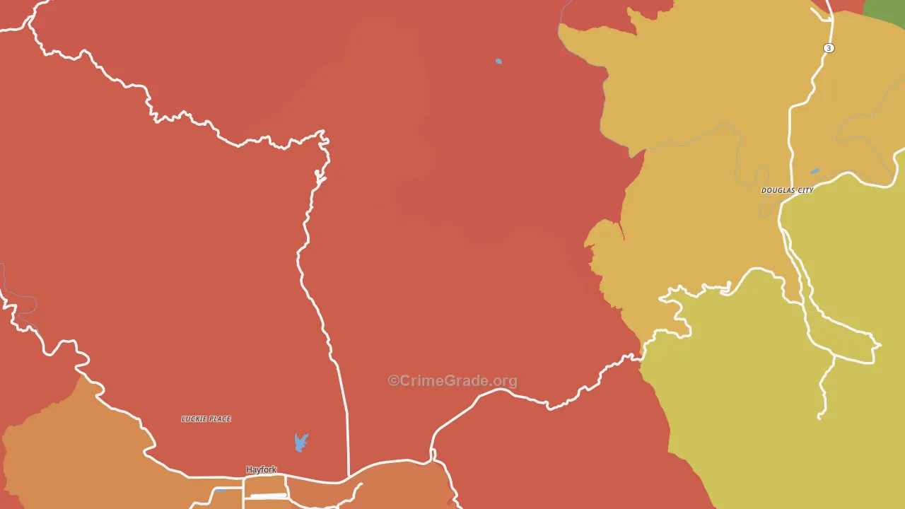 Trinity County, CA Map of Drug-Related Crime Rates