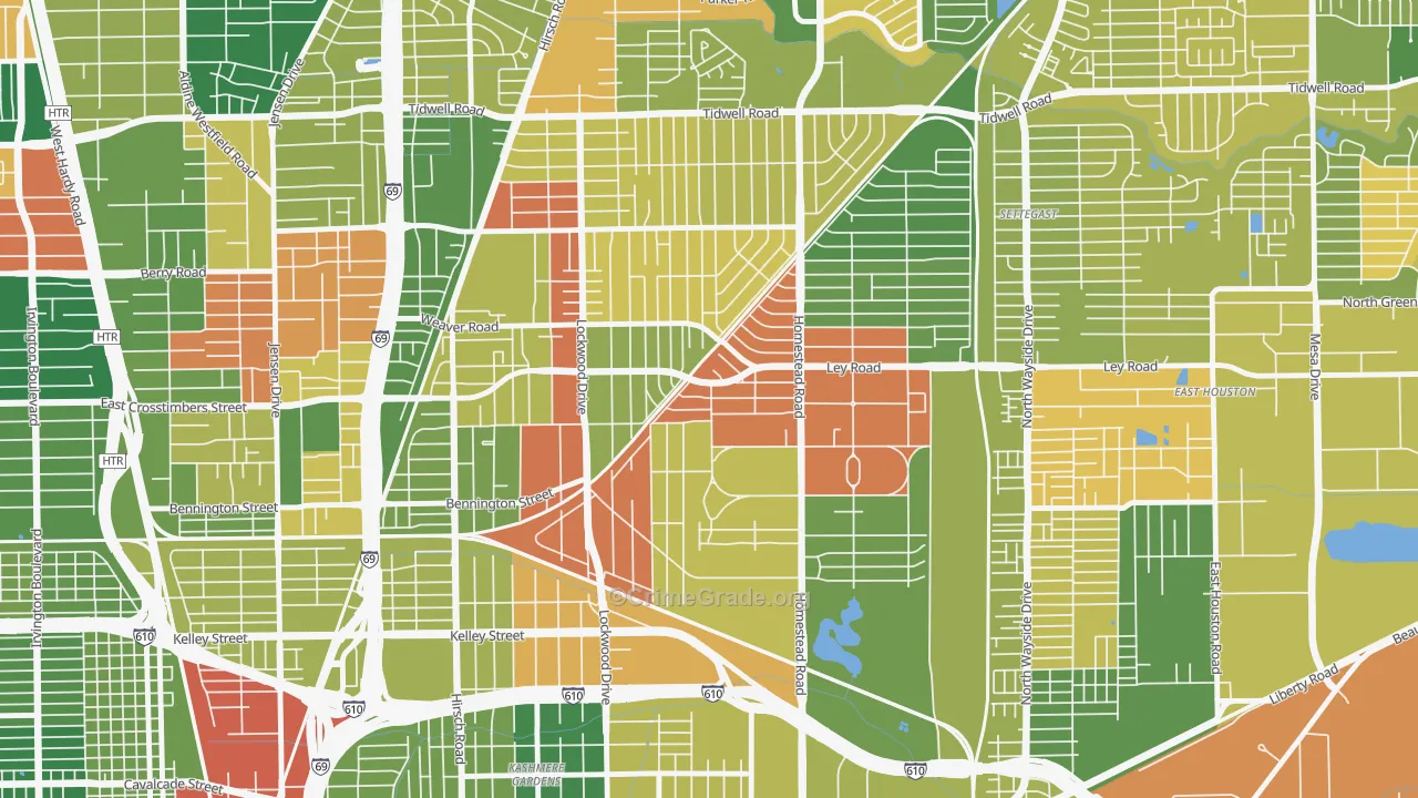 Trinity-Houston Gardens, Houston, TX Map of Drug-Related Crime Rates