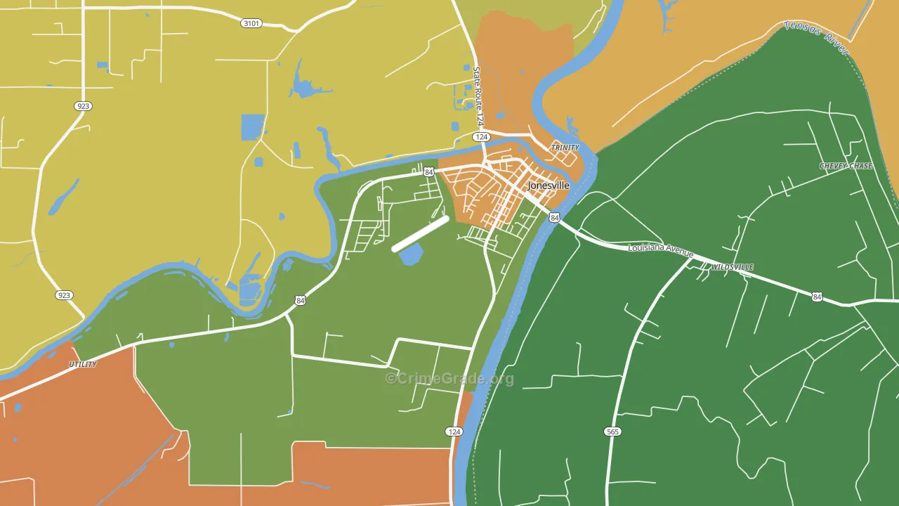 Trinity, LA Map of Drug-Related Crime Rates