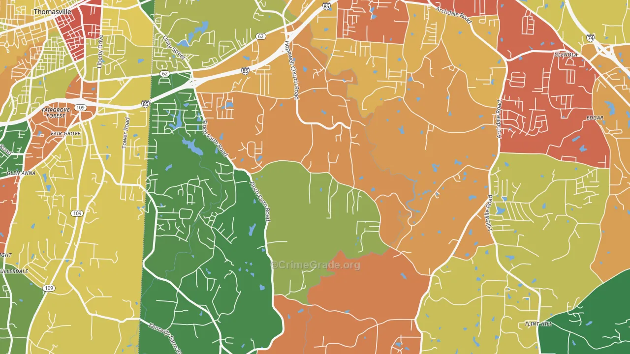 Trinity, NC Map of Drug-Related Crime Rates
