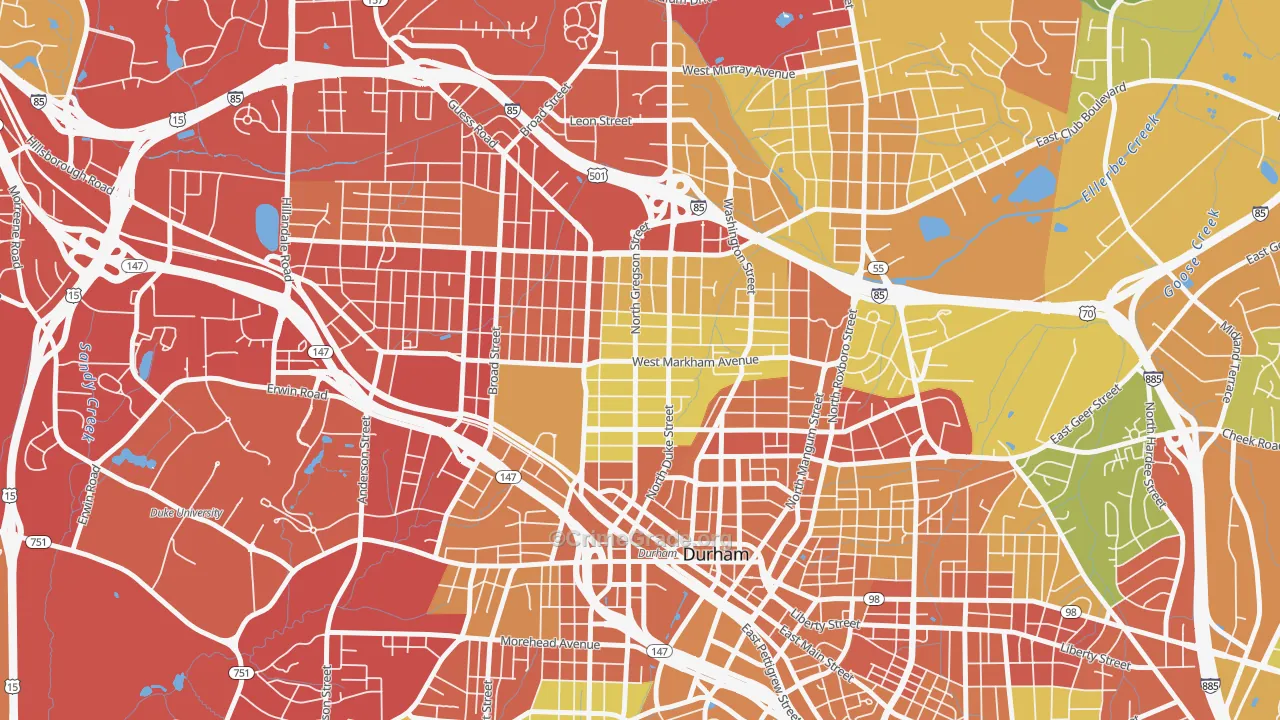 Trinity Park, Durham, NC Map of Drug-Related Crime Rates