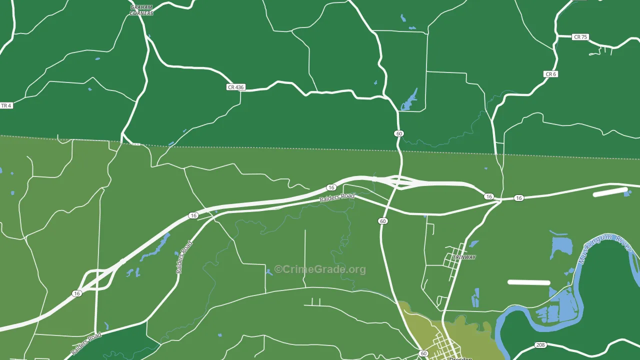 Trinway, OH Map of Drug-Related Crime Rates