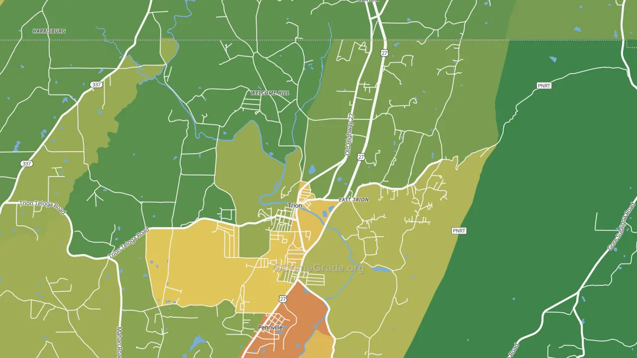 Trion, GA Map of Drug-Related Crime Rates