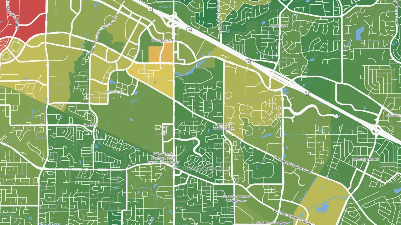 Triple Creek, Beaverton, OR Map of Drug-Related Crime Rates