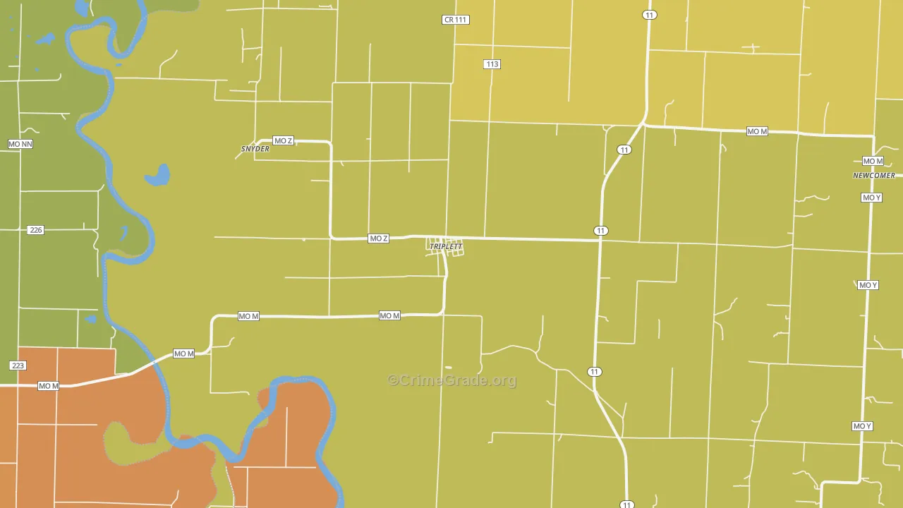 Triplett, MO Map of Drug-Related Crime Rates
