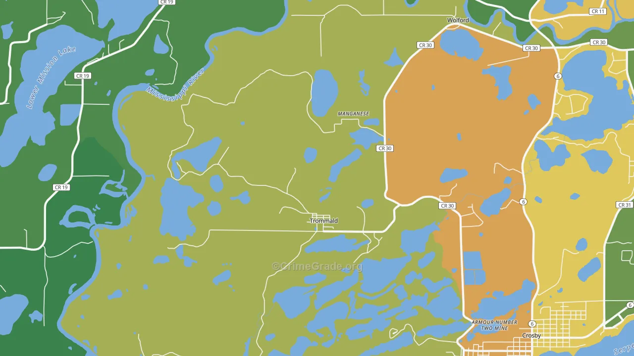 Trommald, MN Map of Drug-Related Crime Rates