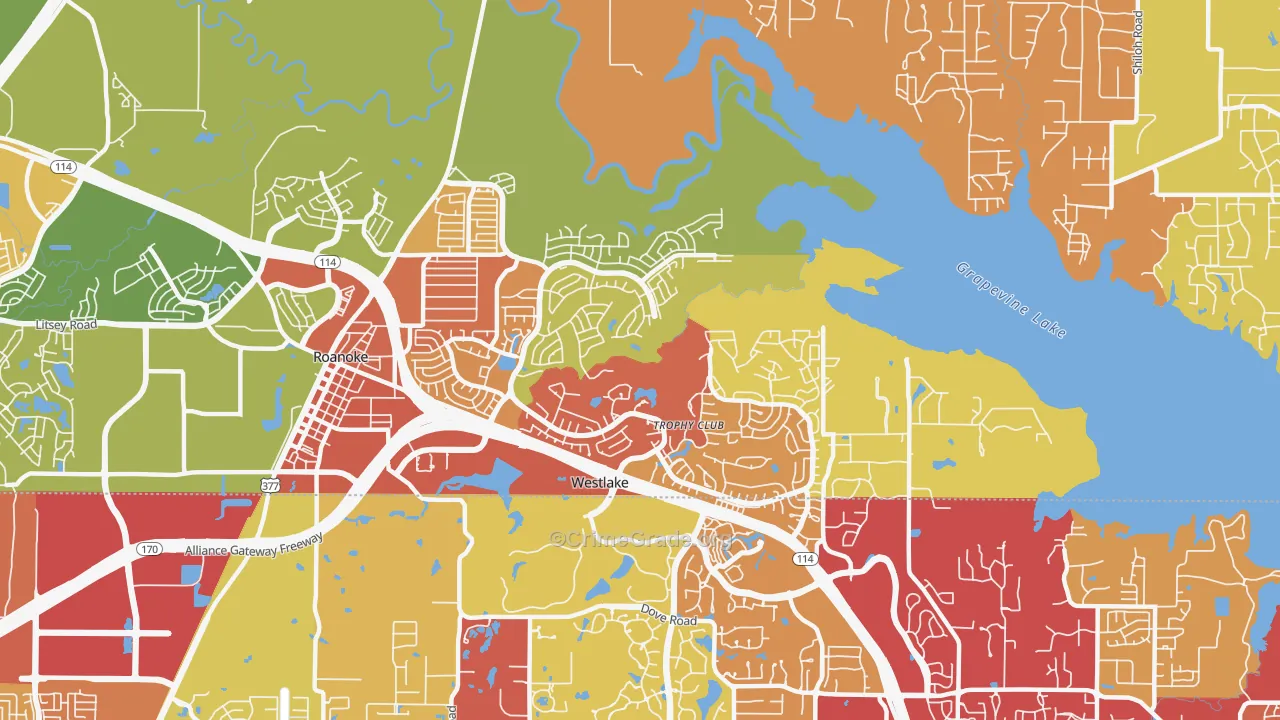 Trophy Club, TX Map of Drug-Related Crime Rates