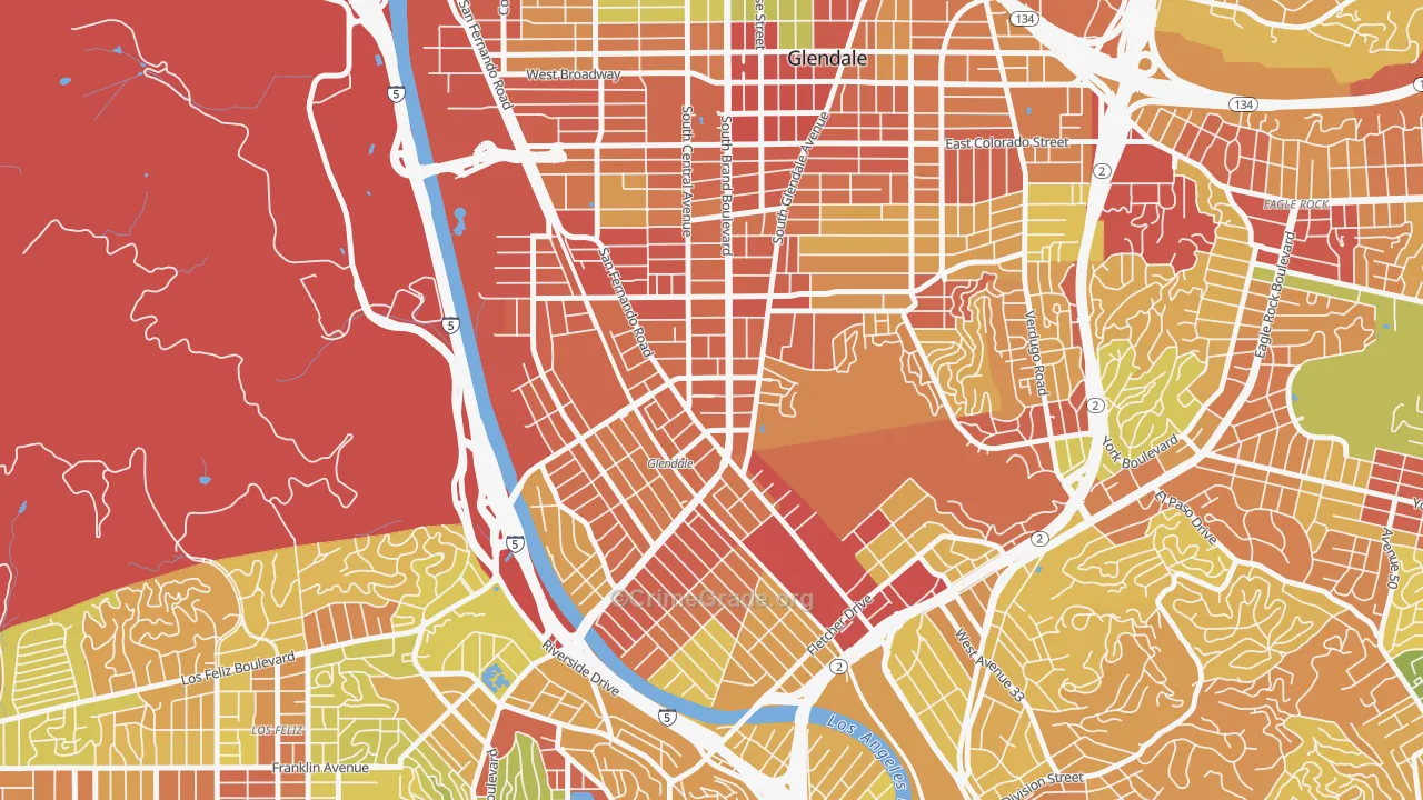Tropico, Glendale, CA Map of Drug-Related Crime Rates