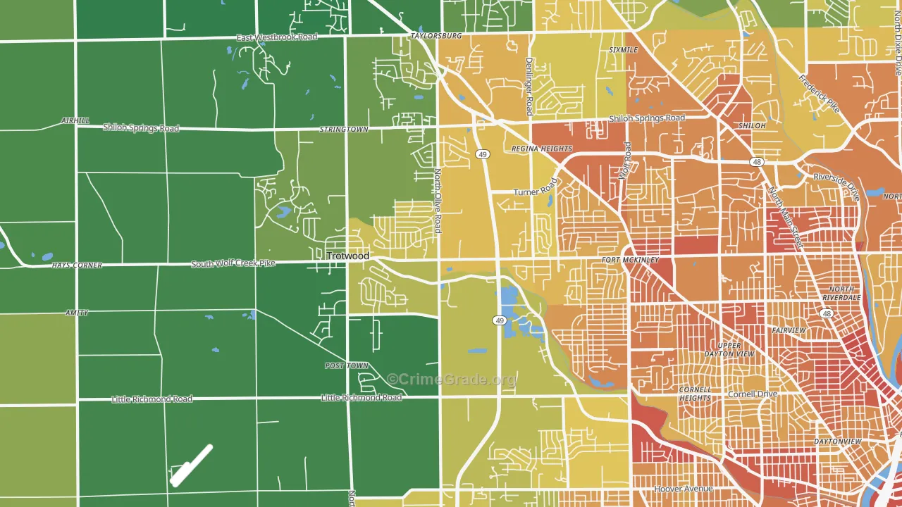 Trotwood, OH Map of Drug-Related Crime Rates