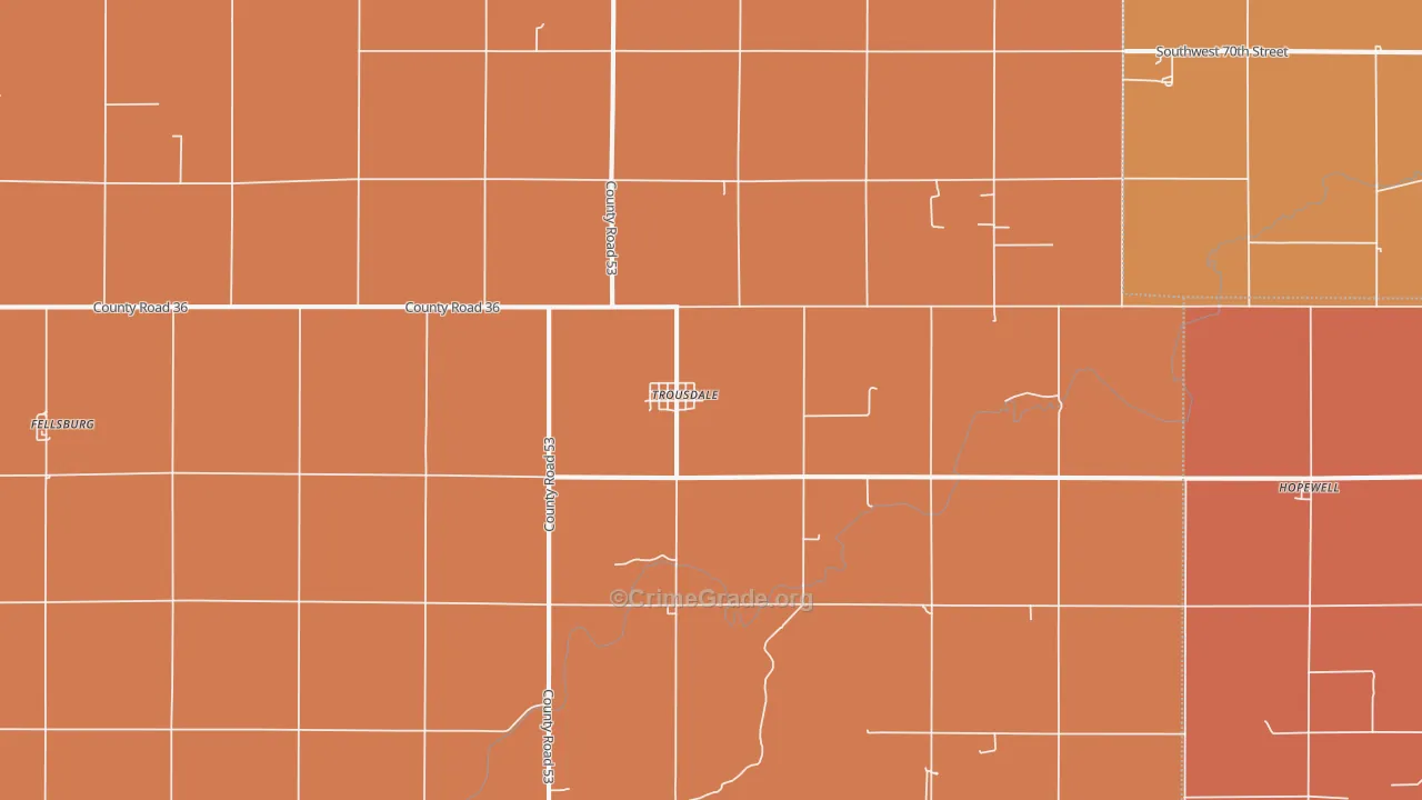 Trousdale, KS Map of Drug-Related Crime Rates