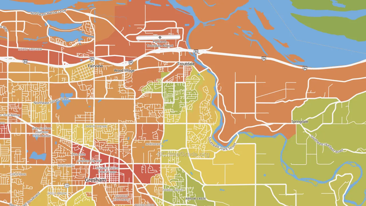 Troutdale, OR Map of Drug-Related Crime Rates
