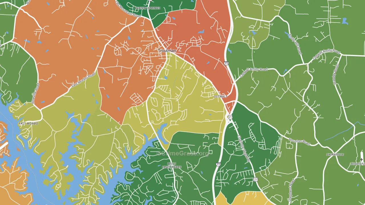 Troutman, NC Map of Drug-Related Crime Rates