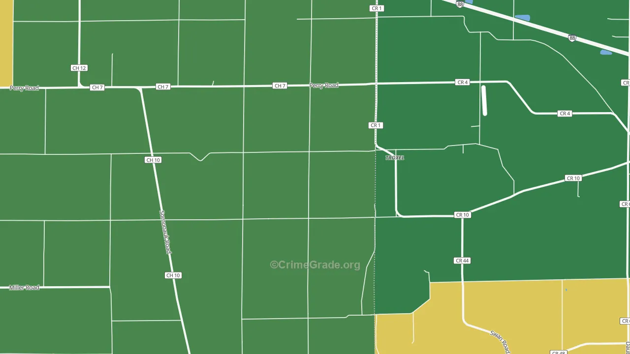 Troxel, IL Map of Drug-Related Crime Rates