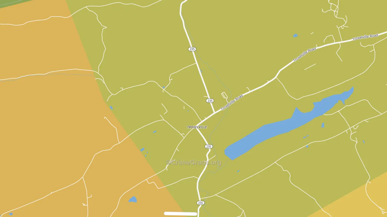 Troxelville, PA Map of Drug-Related Crime Rates