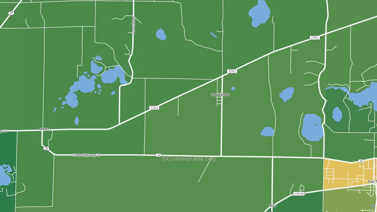 Troy Center, WI Map of Drug-Related Crime Rates