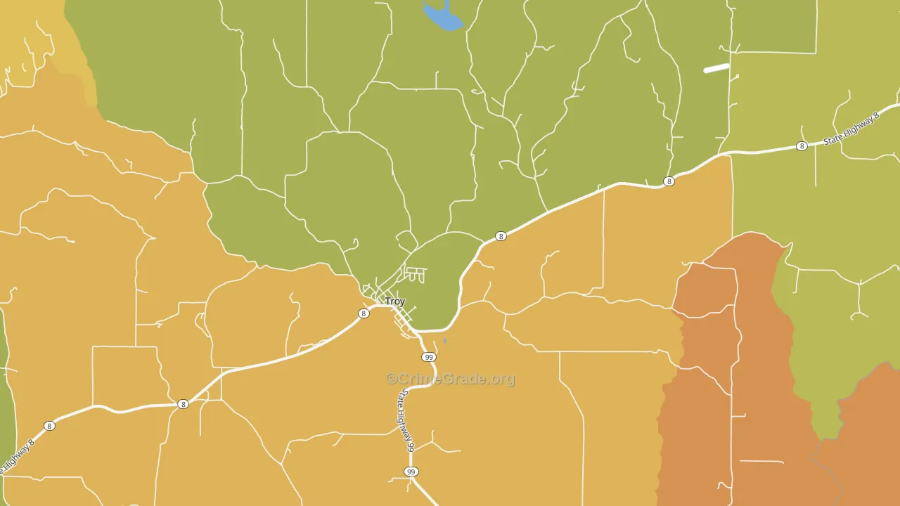 Troy, ID Map of Drug-Related Crime Rates