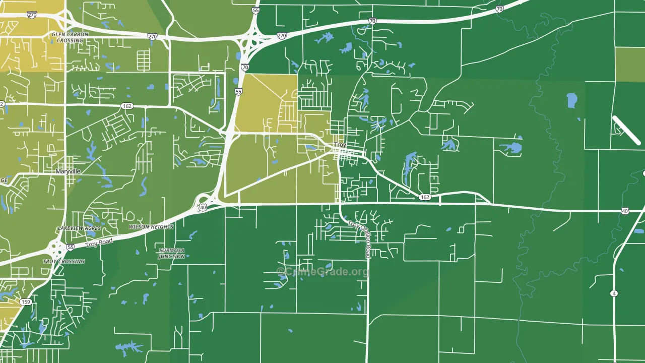 Troy, IL Map of Drug-Related Crime Rates