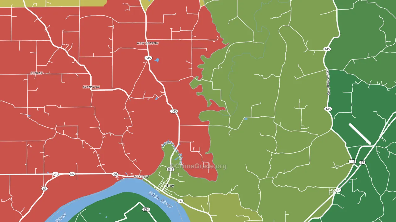 Troy, IN Map of Drug-Related Crime Rates