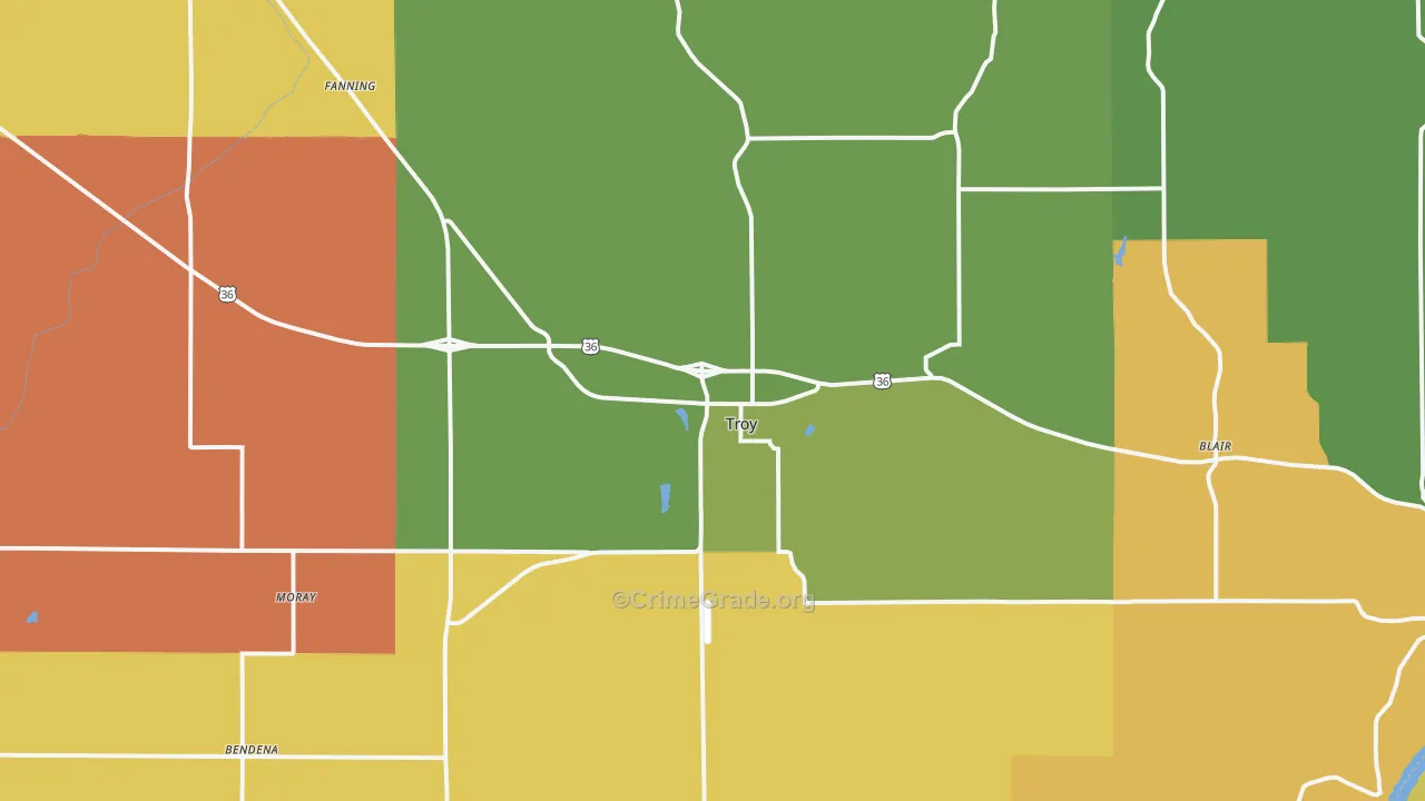 Troy, KS Map of Drug-Related Crime Rates
