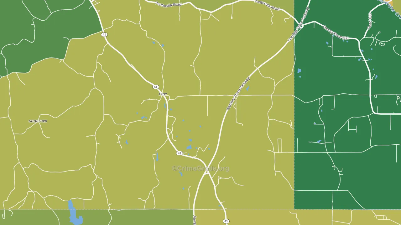 Troy, MS Map of Drug-Related Crime Rates
