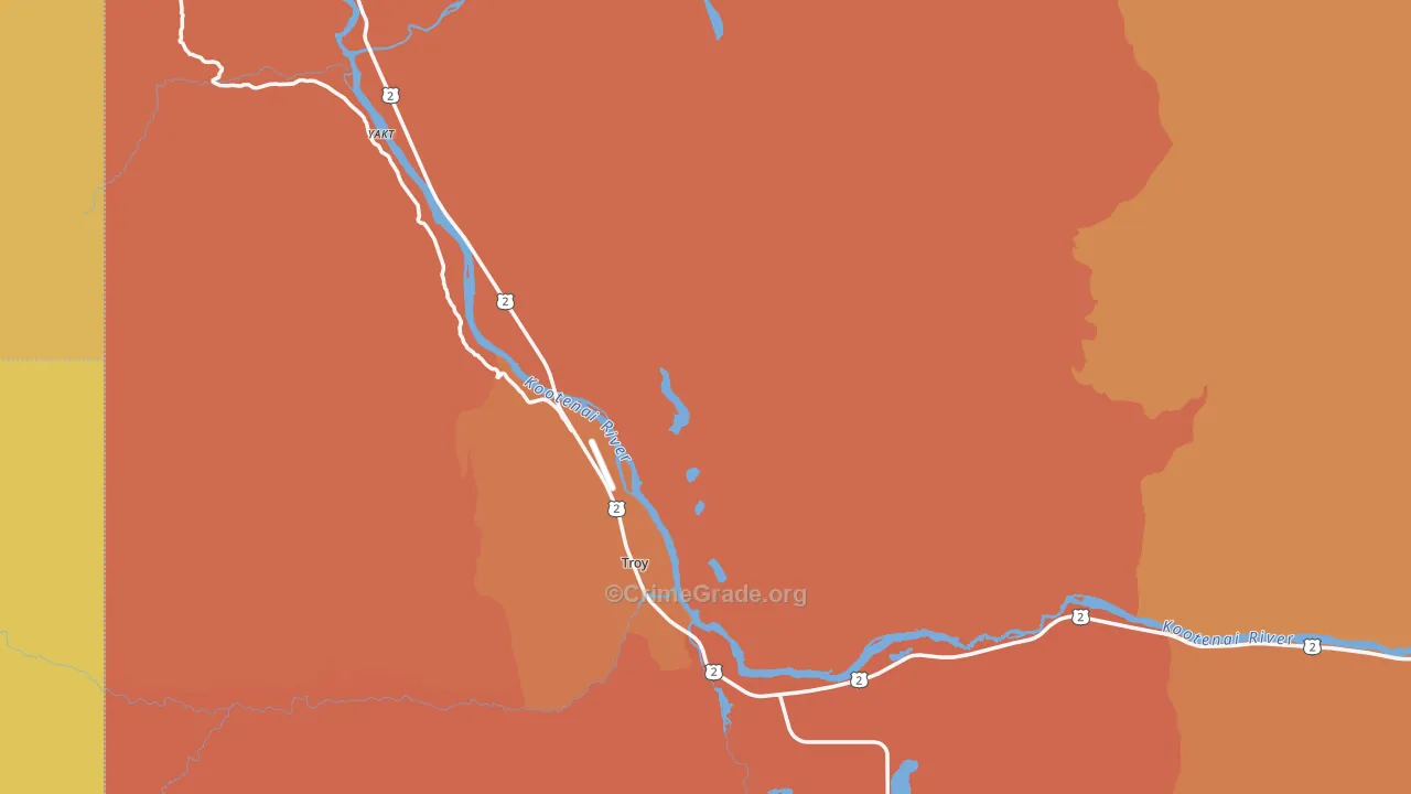Troy, MT Map of Drug-Related Crime Rates
