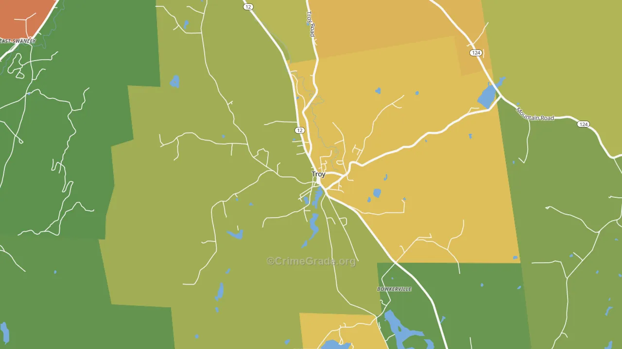 Troy, NH Map of Drug-Related Crime Rates