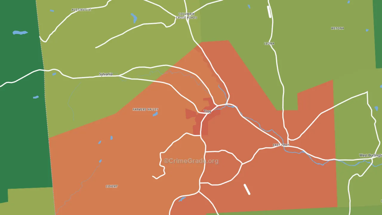 Troy, PA Map of Drug-Related Crime Rates